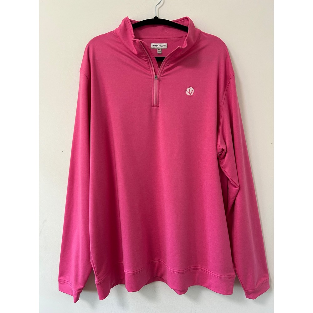 Peter Millar Crown Sport Quarter Zip Pullover Mens XXL Pink Golf Preppy